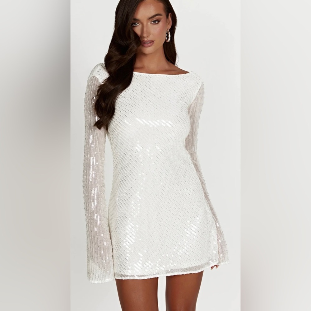 Meski white sequin nala dress in XS.